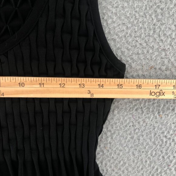 Calvin Klein Dress Womens Small Black Fit & Flare Tank Smocked Travel Knit Mini - Picture 7 of 11
